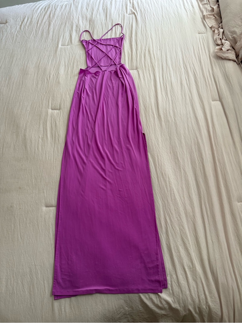 Olivaceous Fuchsia Crisscross Strap Maxi Dress